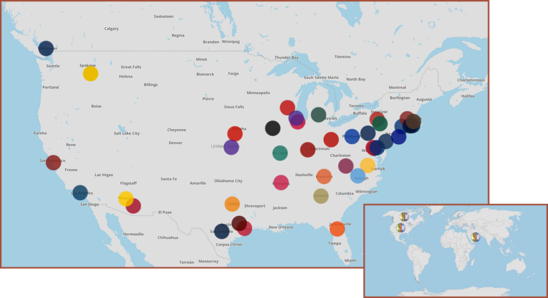 Map of CIRTL institutions across the United States and beyond.